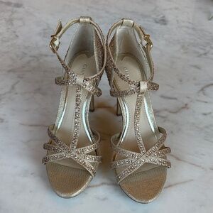 Gianni Bini Rhinestine Gold Strappy Heels